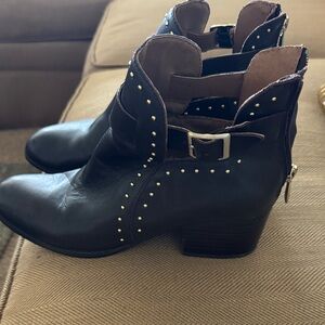 Adrienne Vittadini Brown Ankle Boots with Gold Studs
